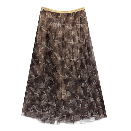 Tulle Layer Skirt in Stone Camo Print - Large