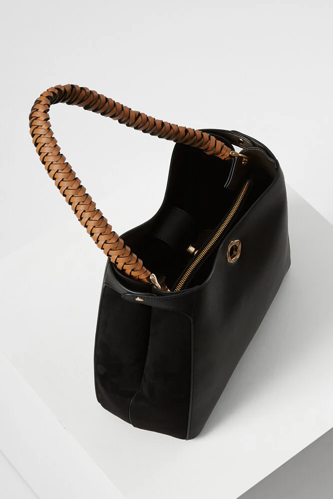 Adriana Black Woven Handle Hobo