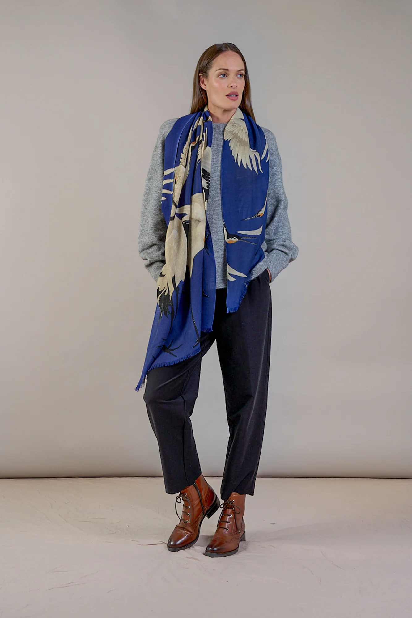 Stork Royal Blue Wool Scarf