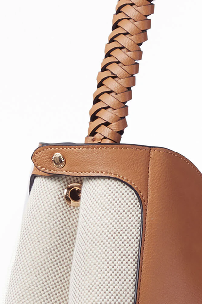 Adriana Camel Woven Handle Hobo