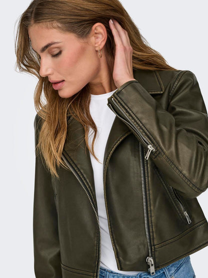 ONLRIA Synthetic Leather Jacket