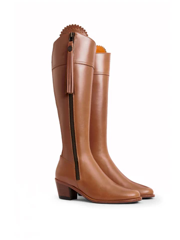 Regina Heeled Knee High Leather Boot Sporting Fit