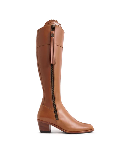 Regina Heeled Knee High Leather Boot Sporting Fit