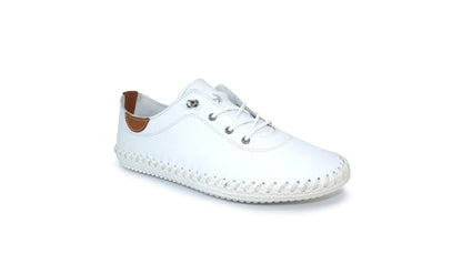 St Ives White Leather Plimsoll