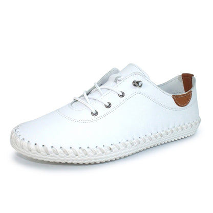 St Ives White Leather Plimsoll