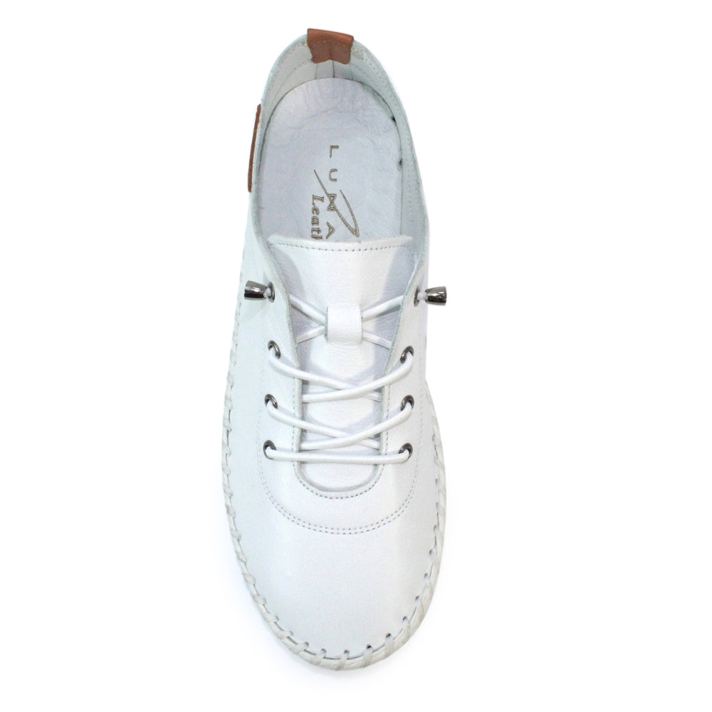 St Ives White Leather Plimsoll