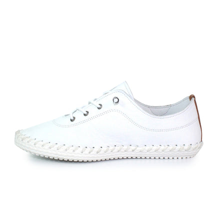 St Ives White Leather Plimsoll