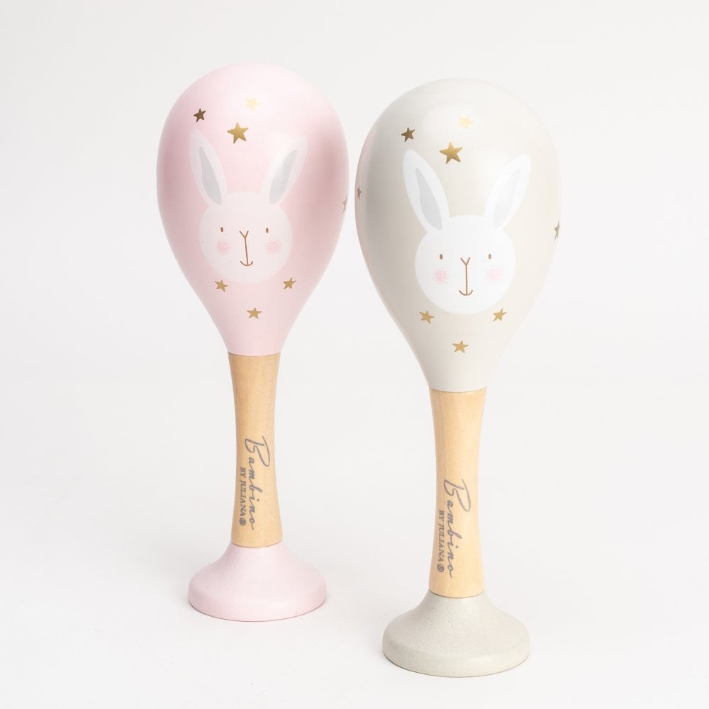 Bambino Set of Wooden Maracas - Pink & Grey