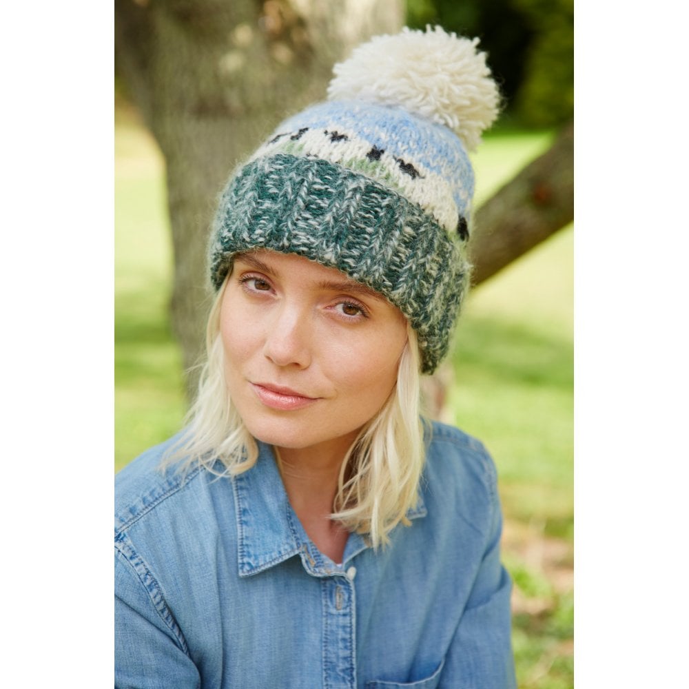 Hazy Sheep Sherpa Fleece Bobble Beanie