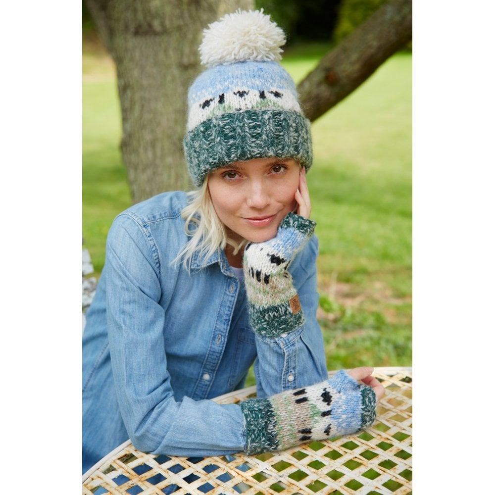 Hazy Sheep Sherpa Fleece Bobble Beanie