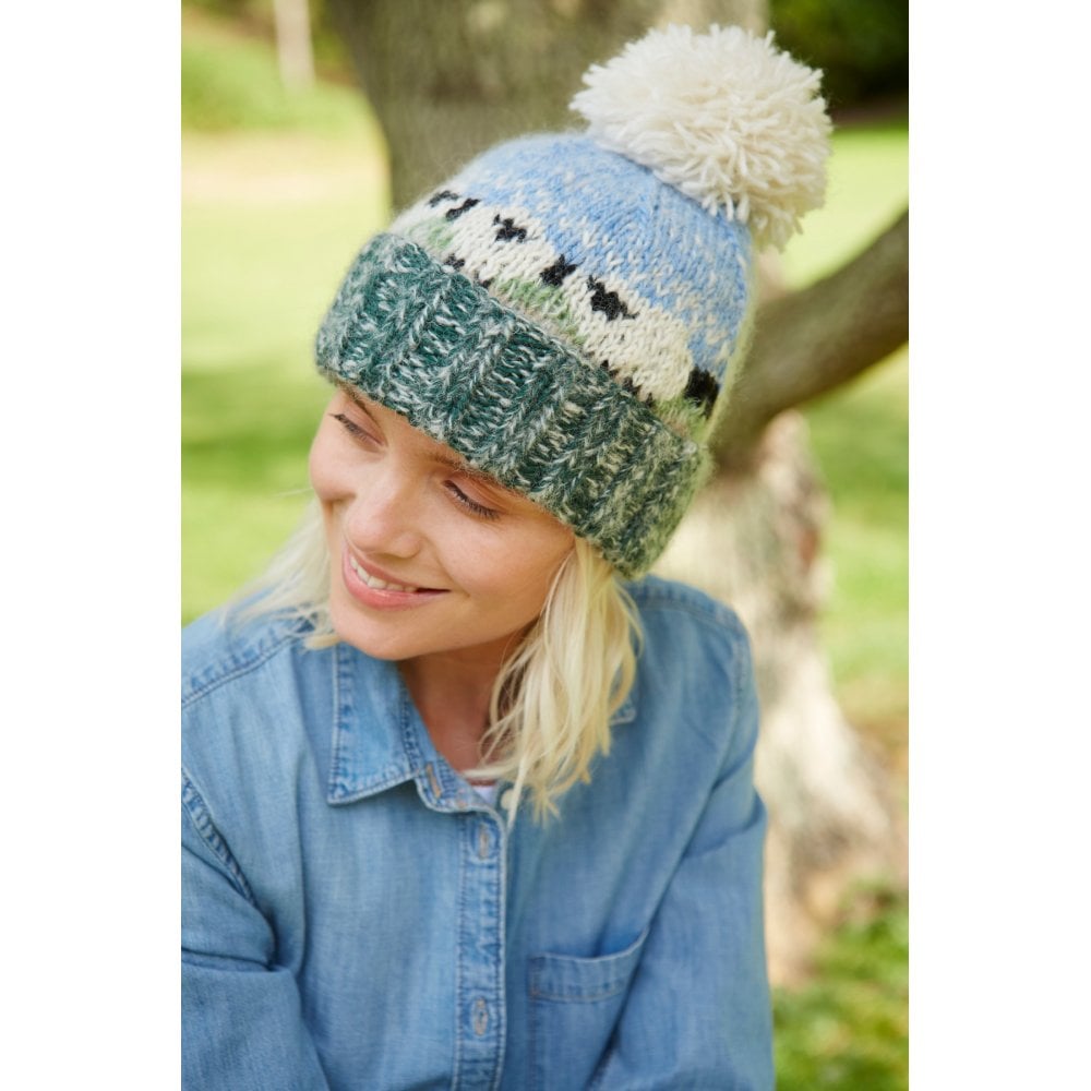 Hazy Sheep Sherpa Fleece Bobble Beanie