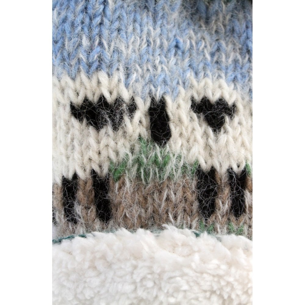 Hazy Sheep Sherpa Fleece Bobble Beanie