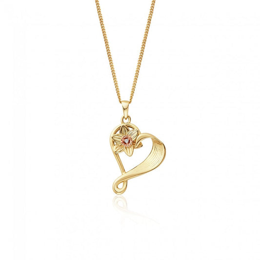St Davids Daffodil Heart Diamond Pendant