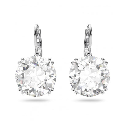 Millenia Round Drop Earrings, Rhodium Plated