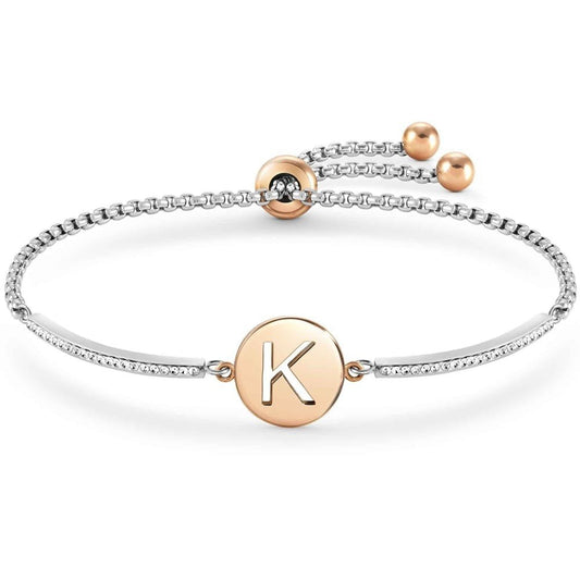 Milleluci Two-Tone Initial K Half Bangle Toggle Bracelet