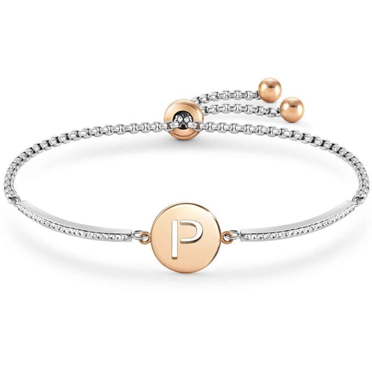 Milleluci Two-Tone Initial P Half Bangle Toggle Bracelet