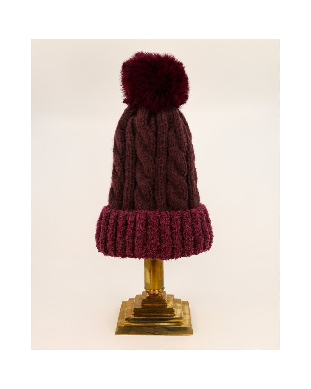 Freya Pompom Hat in Damson