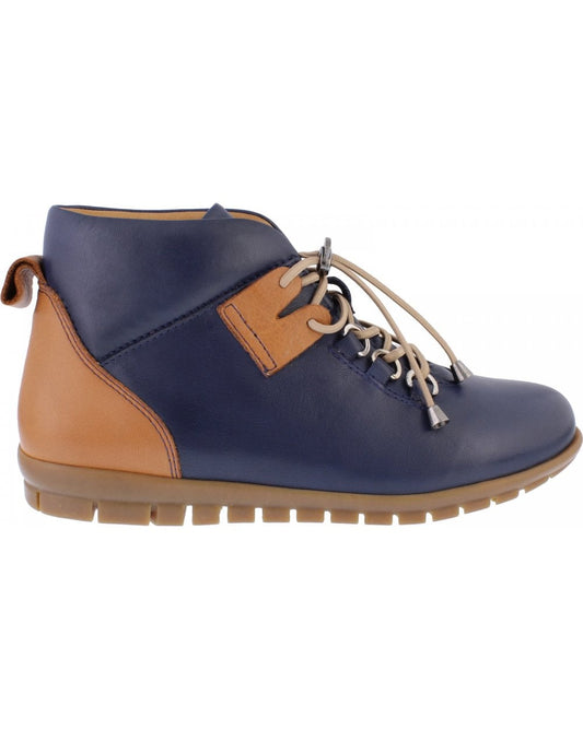 Bridget Ankle Boot - Navy/Tan