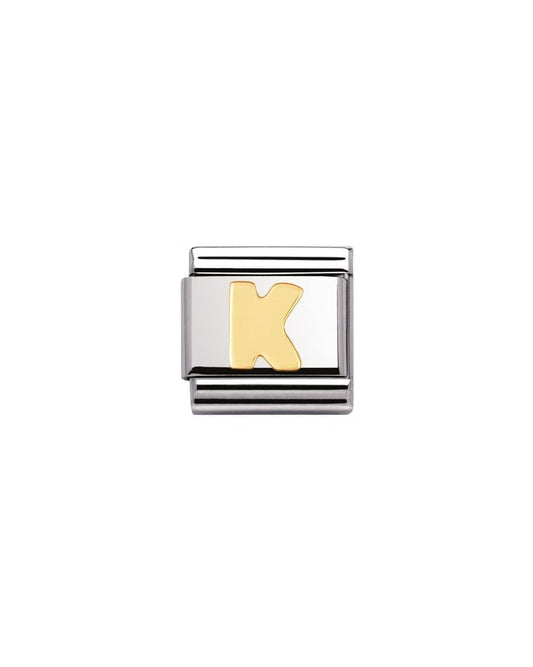 Stainless Steel And 18K Gold Composable Letters -K