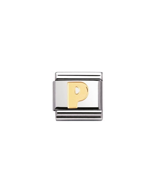 Stainless Steel And 18K Gold Composable Letters -P