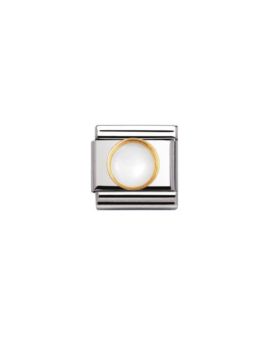 Composable Classic Round Stones Ss, Gold - White Mother Of Pearl