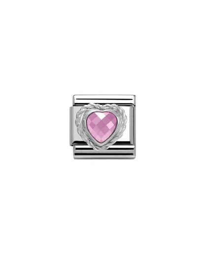 Pink Cl Heart Faceted Cz