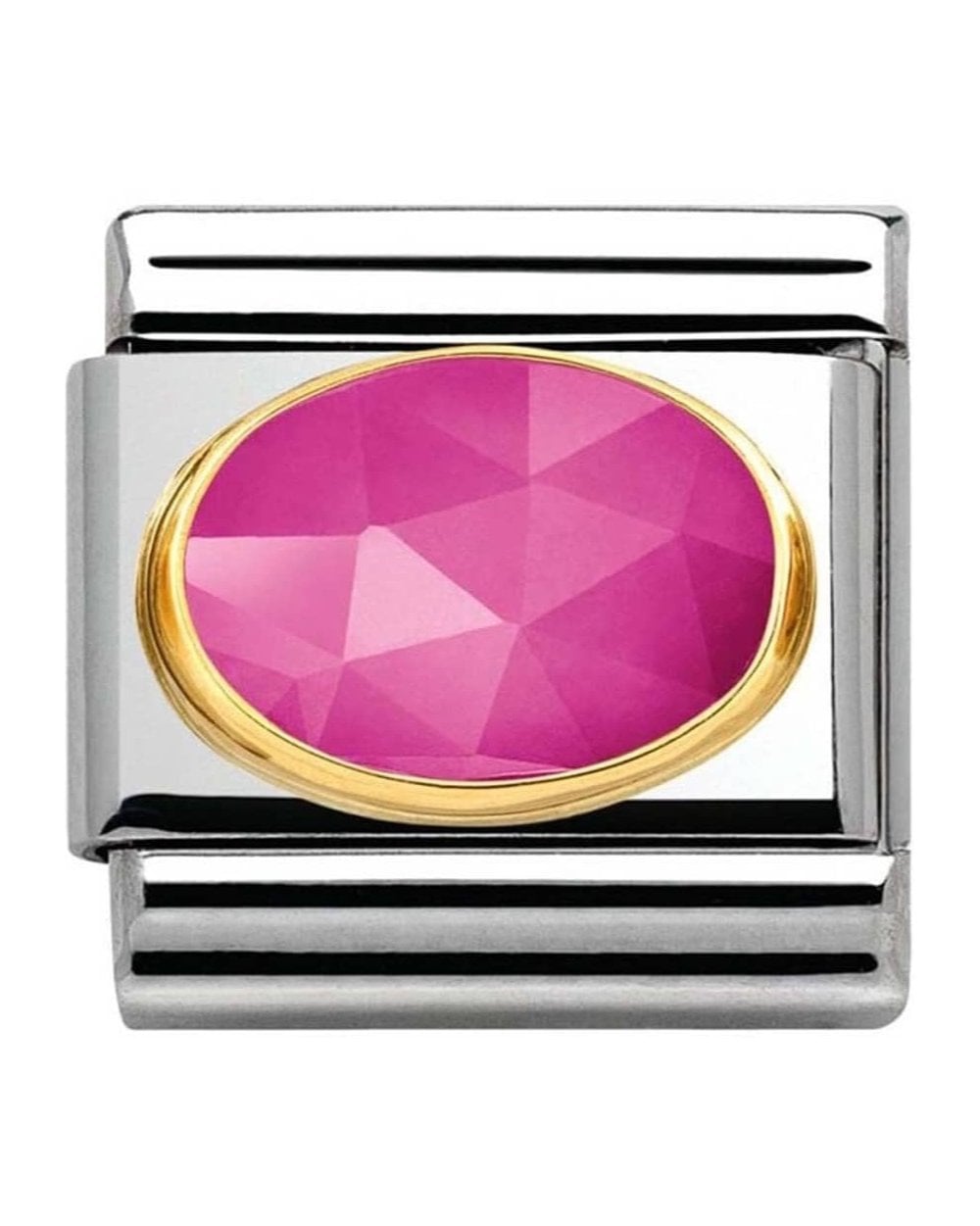 Comp, Classic Faceted Jade Stainless Steel With 18K Gold (08_Fuchsia)