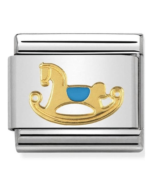 Classic Gold Daily Life Blue Rocking Horse Charm