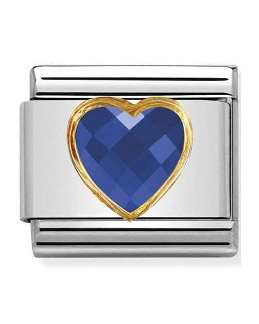 Classic Gold Blue Heart Charm