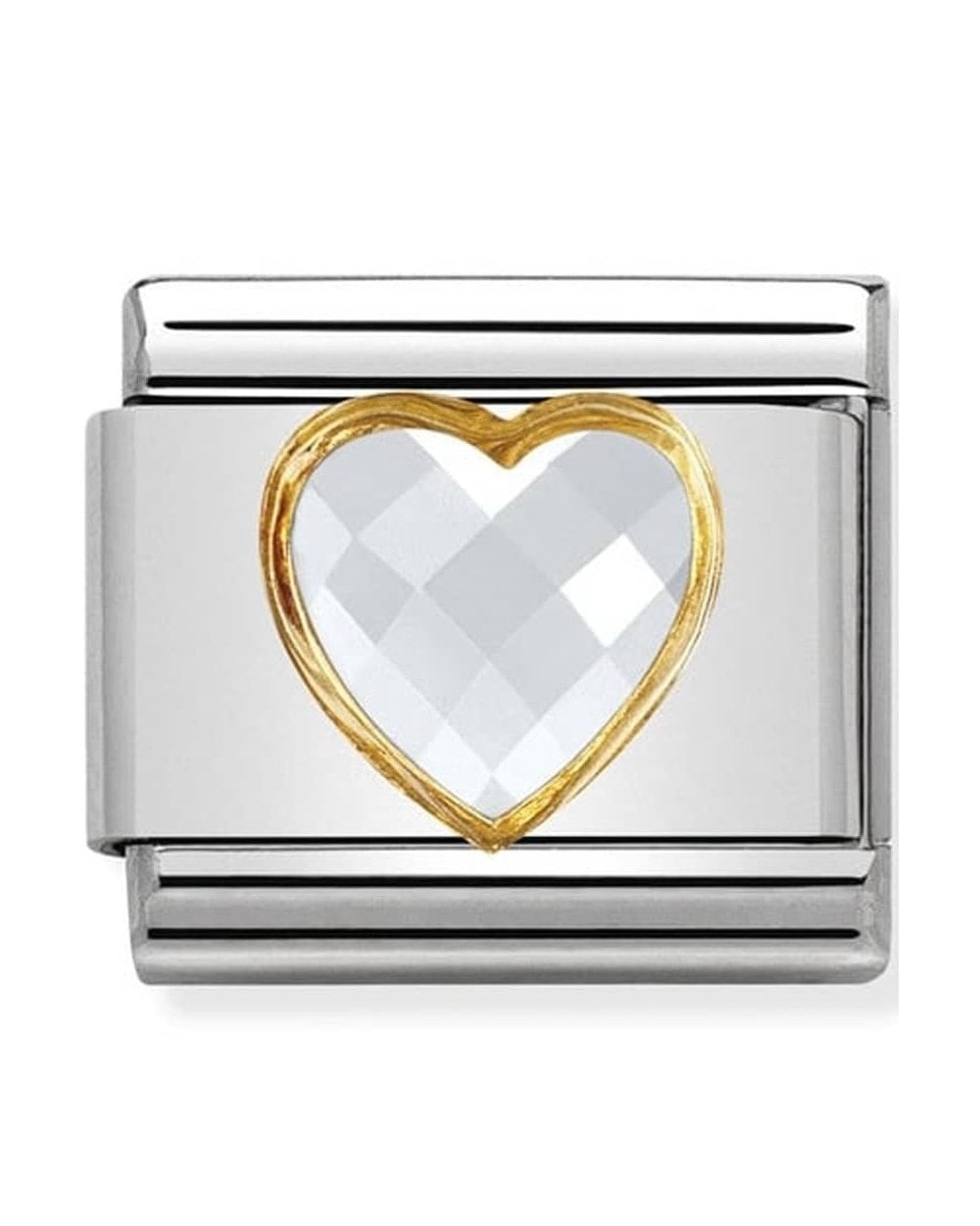 Classic Gold White Heart Charm