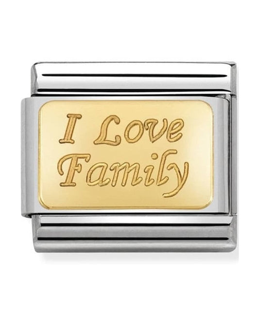 Classic Gold Engraved Signs I Love Family Charm