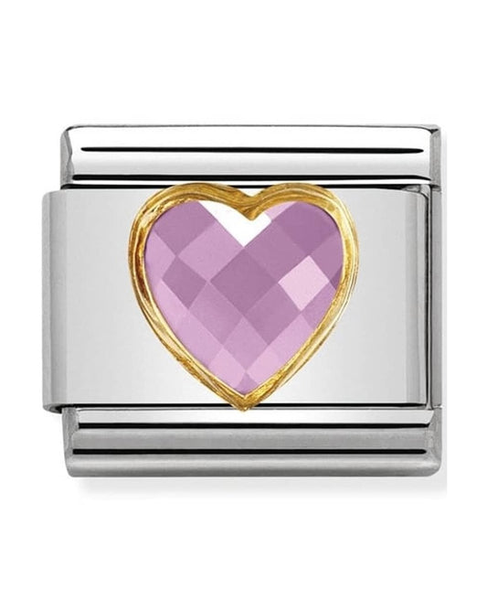 Classic Gold Faceted Pink CZ Heart Charm