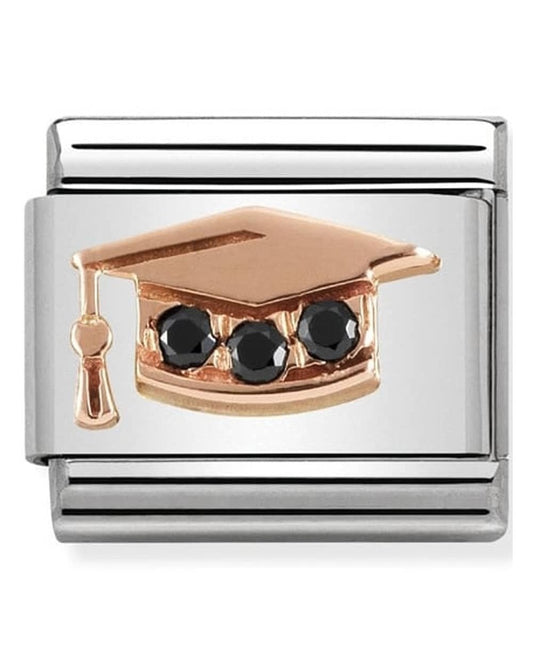 Classic Rose Gold Symbols Graduation Hat Charm