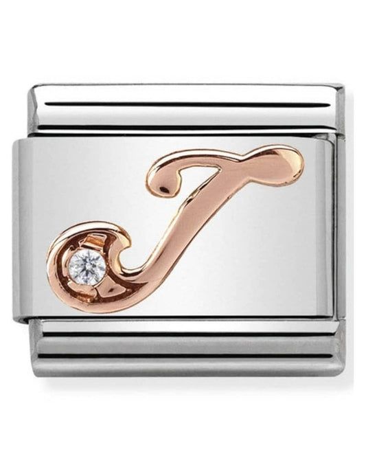 Classic Rose Gold CZ  Letter J Charm