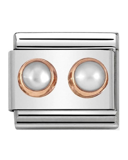 Classic Rose Gold Double Pearl Charm