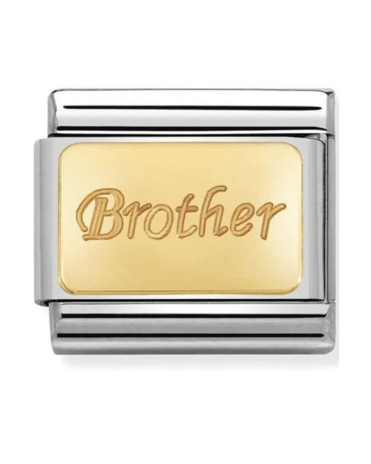 Classic Gold Engraved Signs Brother Charm