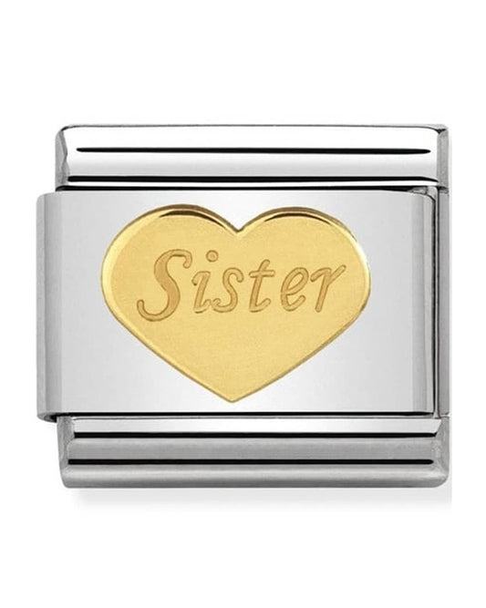 Classic Gold Symbols Sister Heart Charm