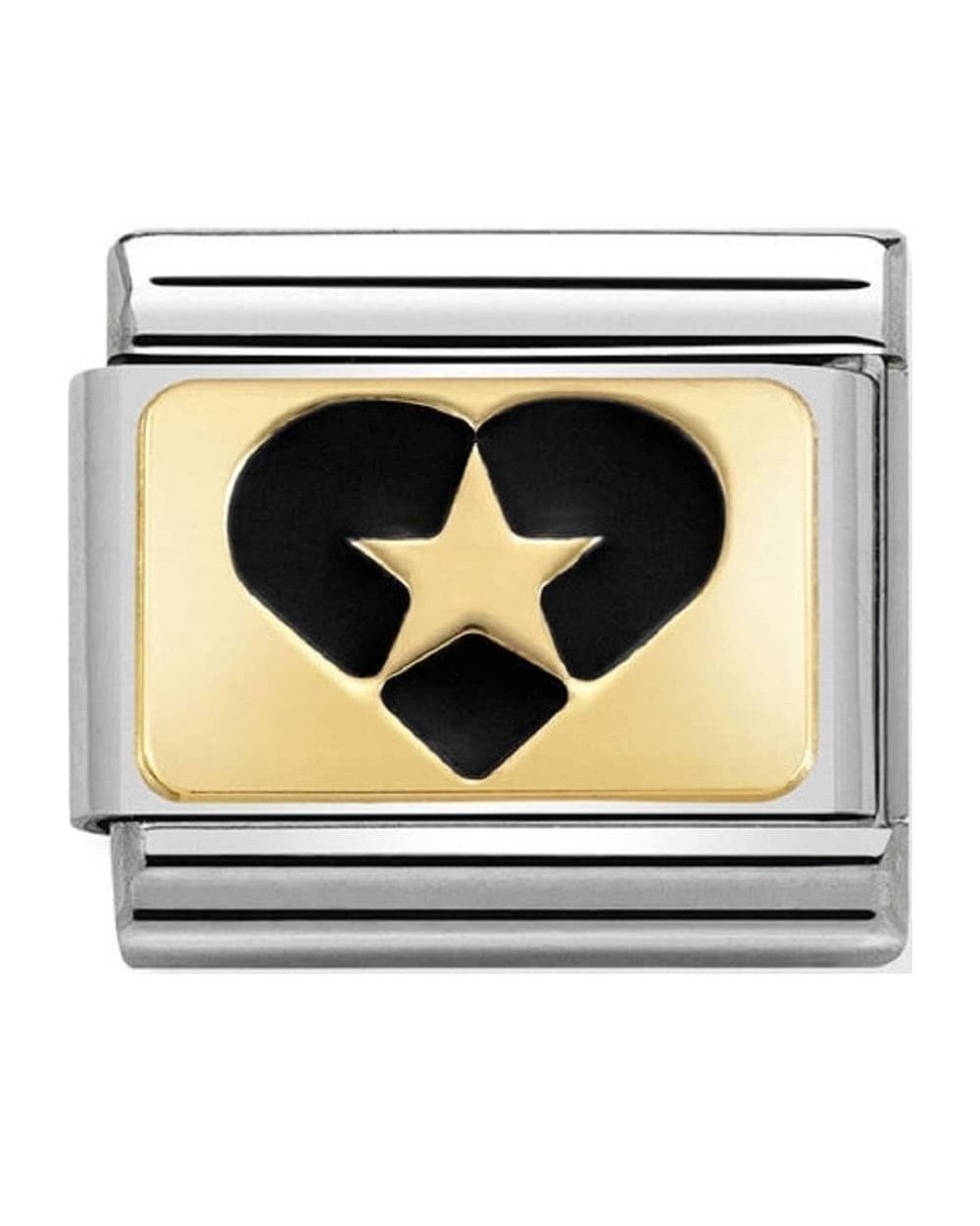 Classic Gold Plates Star in Black Heart Charm