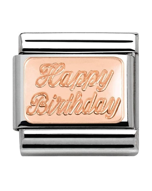 Classic Rose Gold Plates Happy Birthday Charm