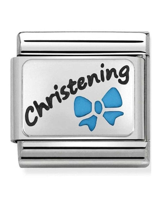 Classic Silvershine Plate Blue Christening Charm