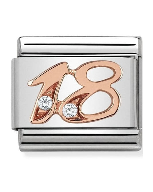 Classic Rose Gold CZ Number 18 Charm