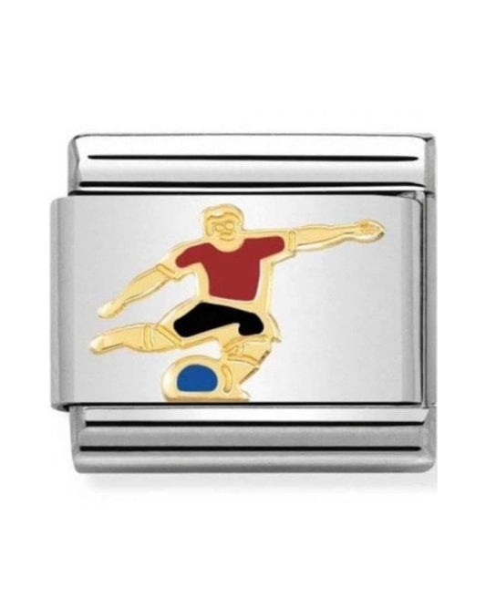 Classic Gold Sports Red Enamel Footballer Charm