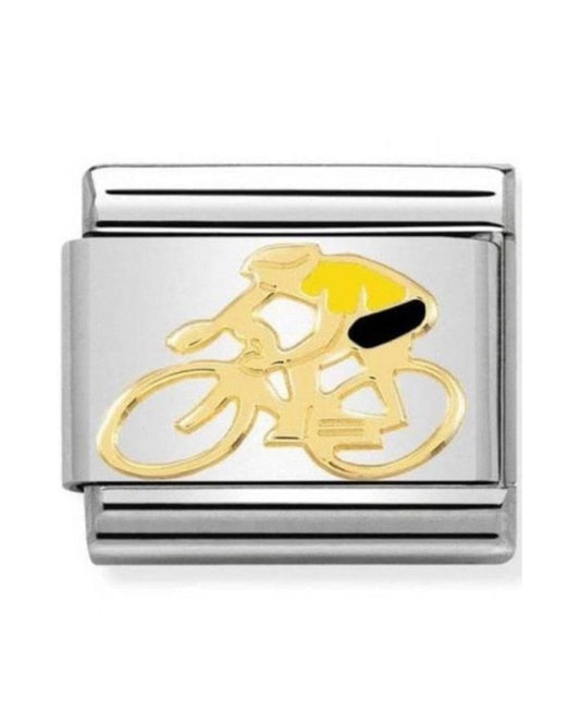 Classic Gold Sports Yellow Enamel Cyclist Charm