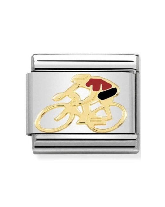 Classic Gold Sports Red Enamel Cyclist Charm