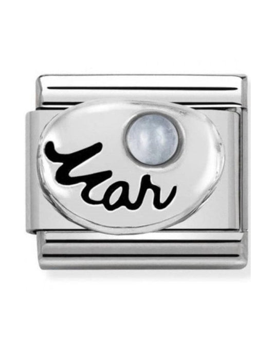 Classic Silvershine Symbols March Aquamarine Birthstone Charm