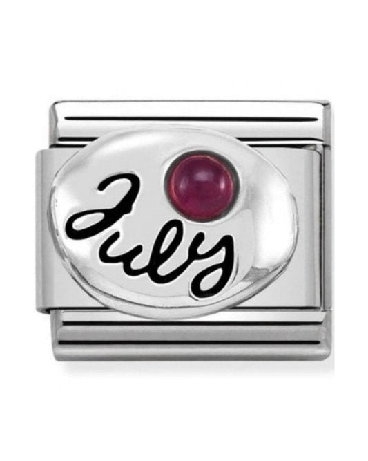 Classic Silvershine Symbols July Ruby Birthstone Charm