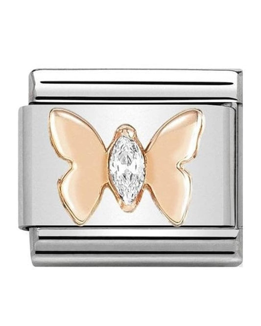 Classic Rose Gold Butterfly with Stones Charm