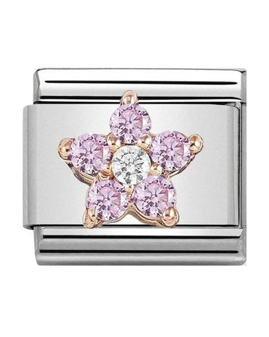 Classic Rose Gold Pink and White Flower Charm