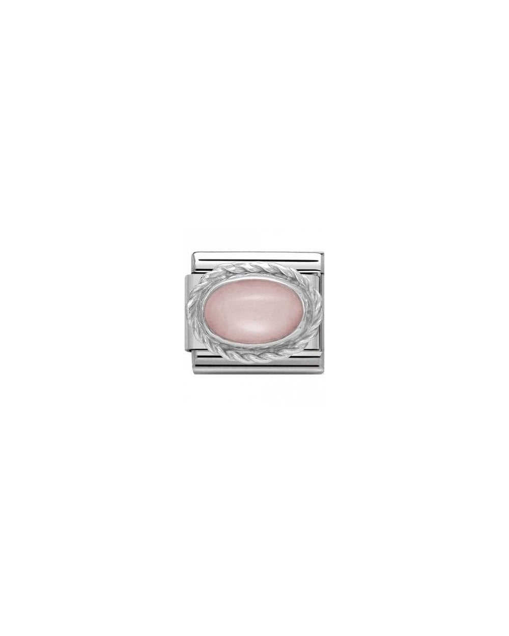 Comp. Classic Hard Stones Stainless Steel Rich Silver 925 Setting Pink Opal