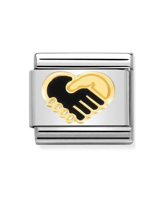 Composable Classic Symbols Steel Enamel And Gold 750 Heart Handshake